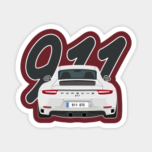 911 gts racing white Magnet