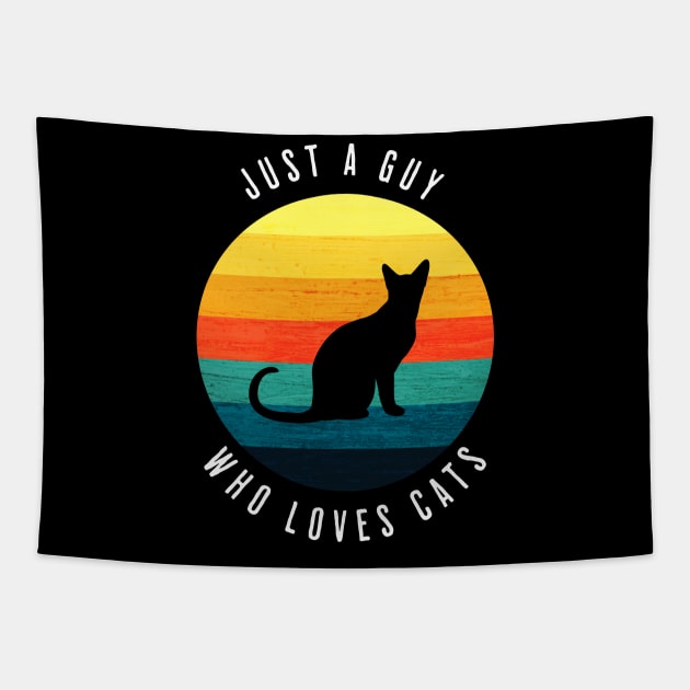 Just a Guy Who Loves Cats Retro Vintage Gifts Tapestry by ItsRTurn