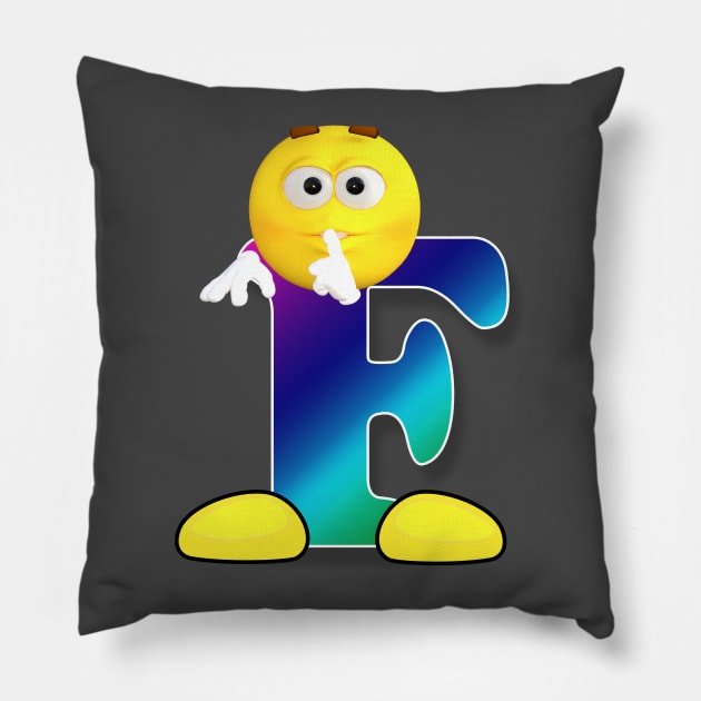 Letter F Alphabet Smiley Monogram Face Emoji Shirt for Men Women Kids Pillow by PatrioTEEism