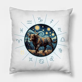 ZODIAC Taurus - Astrological TAURUS - TAURUS - ZODIAC sign - Van Gogh style - 3 Pillow