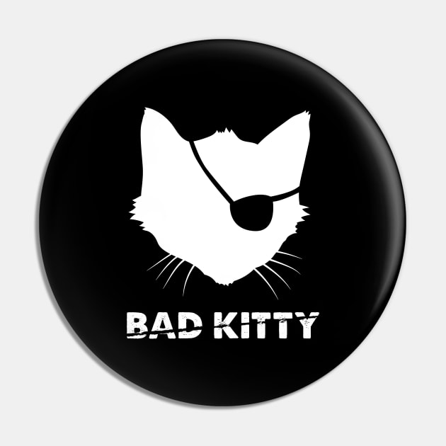 Bad Kitty Silhouette Pin by patrickkingart