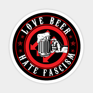 Antifa T-Shirt Hate Fascism Love Beer Gift Magnet