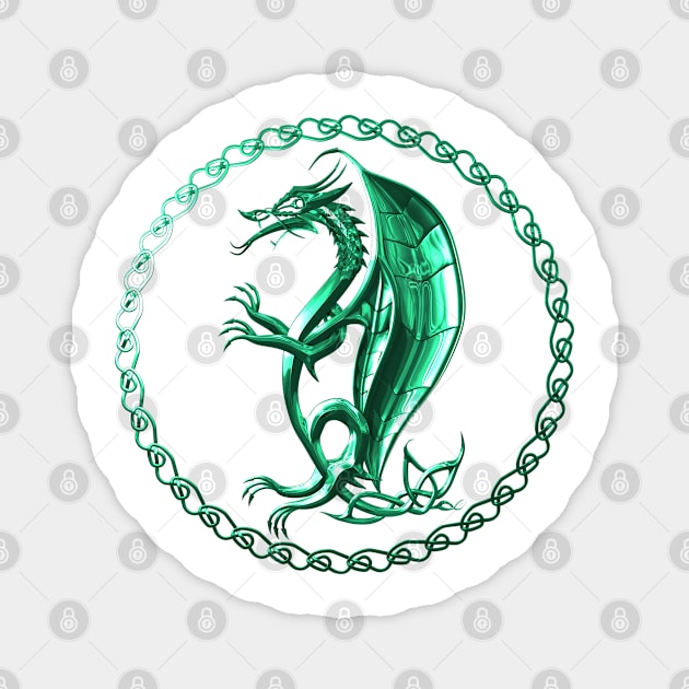 Green Celtic Dragon Magnet by Packrat