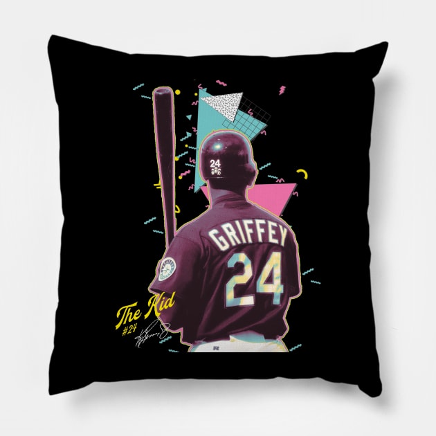 Ken Griffey Jr The Kid Basketball Legend Signature Vintage Retro 80s 90s Bootleg Rap Style Pillow by CarDE