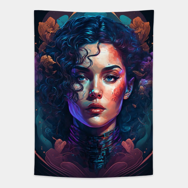 Beautiful Psychedelic Woman - Portrait Tapestry by Allifreyr@gmail.com