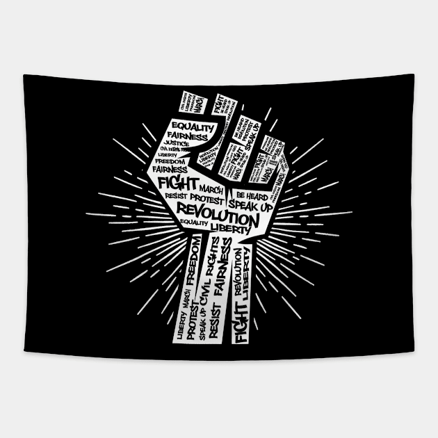 Civil Rights Black Power Fist Justice Revolution Design Tapestry by TeeShirt_Expressive