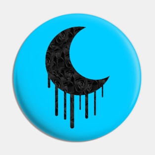 Black Rose Moon (blue) Pin