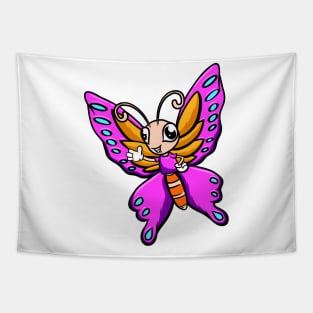 Cute Anthropomorphic Human-like Cartoon Character Butterfly in Clothes Tapestry