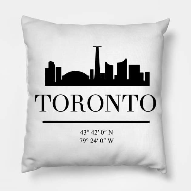 TORONTO CANADA BLACK SILHOUETTE SKYLINE ART Pillow by deificusArt