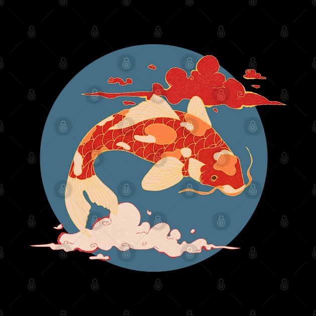 Koi Carp on Big Blue Moon by hanabiprints