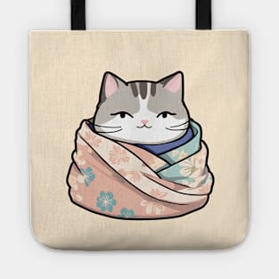 Cute cat in blanket Tote