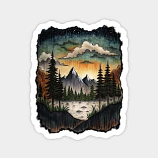 Nature Moutain Lake Scenery Pine Trees Magnet