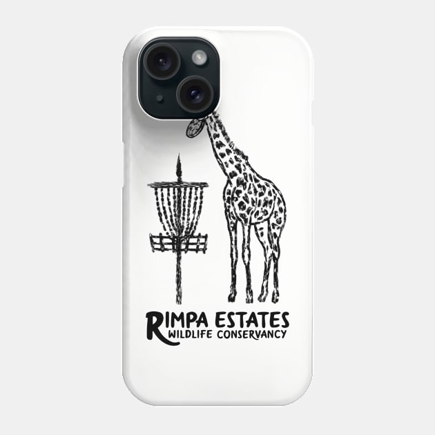 Disc Golf Giraffe, BLACK PRINT Phone Case by Uberfy