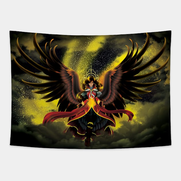 The Judgement of red and black angel Tapestry by Eothnoguy