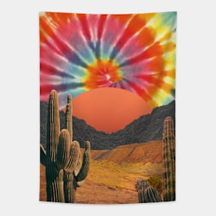 Tie Dye Hippie Desert Cactus Saguaro Tapestry