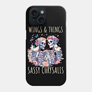 Wings & Things Sassy Chrysalis Butterfly And Skeleton Phone Case