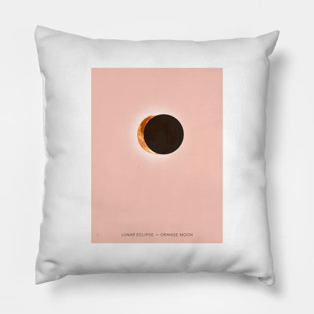 Lunar Eclipse - Orange Moon Pillow by Dez53