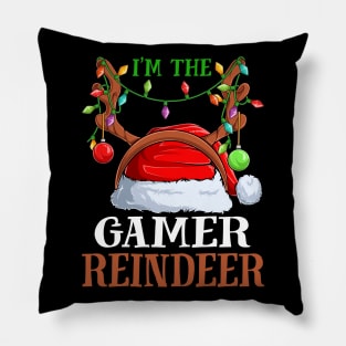 Im The Gamer Reindeer Christmas Funny Pajamas Funny Christmas Gift Pillow