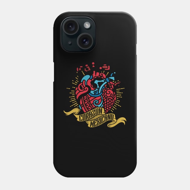 Corazon mexicano embroidery effect Phone Case by Velvet Love Design 