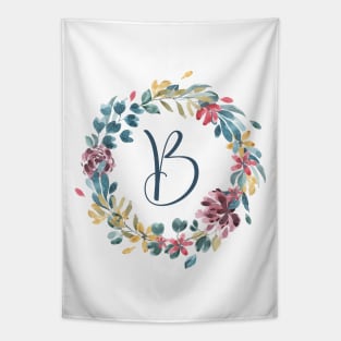 Floral Monogram B Colorful Full Blooms Tapestry