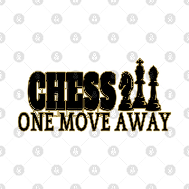 Chess One Move Away trimmed In gold colour by AuburnQuailart