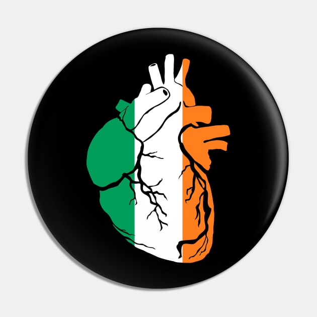 Anatomical heart design, Irish flag Pin by Bun Art Store