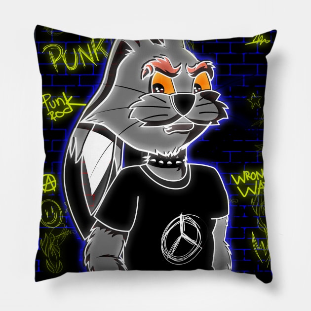 Mutant Rabbit glow in the dark Pillow by HarlinDesign