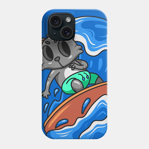 Cat Surfer Phone Case by yellowline