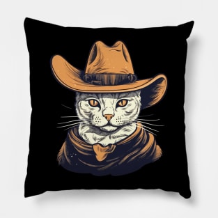 Funny Cat Cowboy Cowgirl Meow Howdy Meowdy Pillow