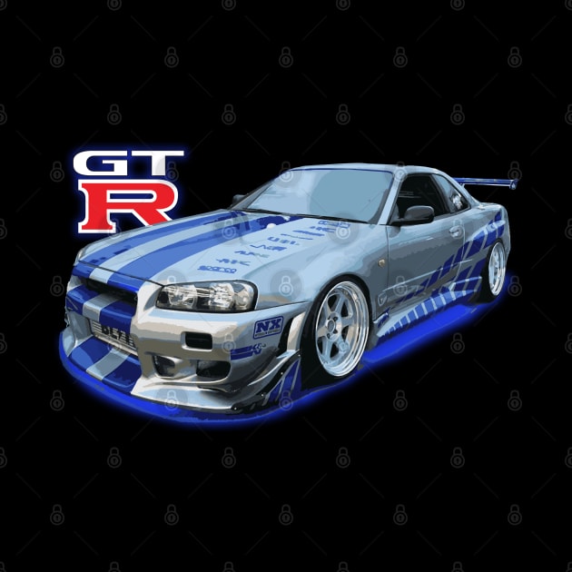 KV2 Athlete Silver JDM CAR R34 bnr34 V-SPEC v-spec II paul walker by cowtown_cowboy