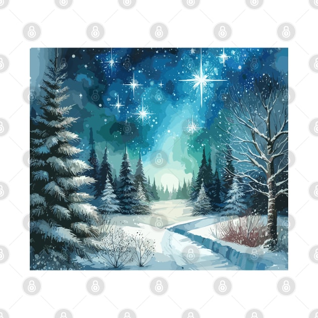 Winter Forest Starry Night by Siha Arts