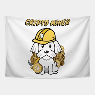 Cute white dog is a crypto miner Tapestry