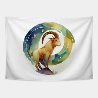 Watercolor Zodiac Capricorn Tapestry