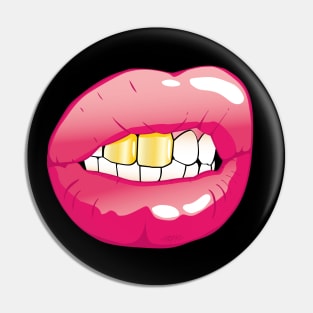 Mouth with golden teeth (for Face Mask) Pin