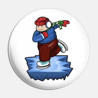 Ice Skater with Sweater Scarf and Hat Pin