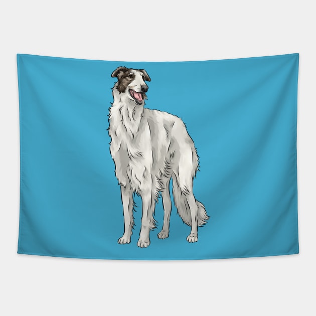 Cute Borzoi Dog Tapestry by Shirin Illustration