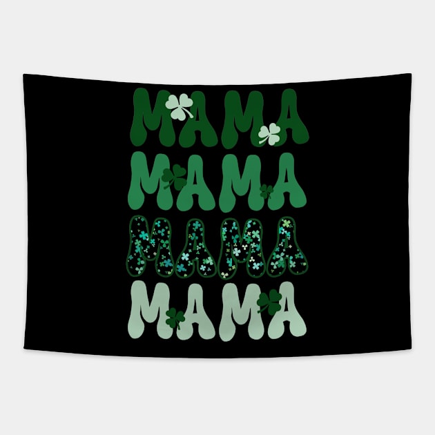 "MAMA" St. Patrick's Day Shamrock Green Retro Letters Tapestry by jackofdreams22