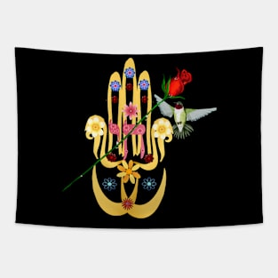 Hamsa and flowers Tapestry