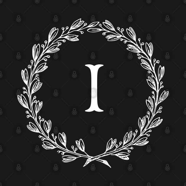 Beautiful Letter I Alphabet Initial Monogram Wreath by anonopinion