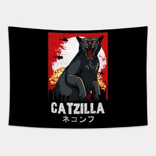 Cat - Catzilla Funny Japanese Movie Monster Kitty Tapestry