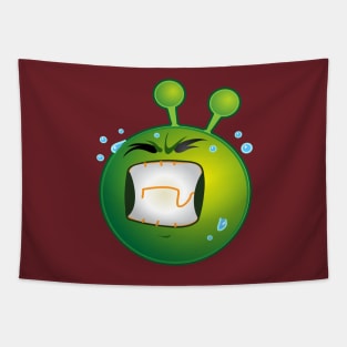 Alien Monster ET Extraterrestrial Martian Green Man in PAIN Emoji for Women, Men and Kids 9 Tapestry