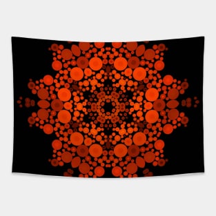 Dot Mandala Flower Orange and Black Tapestry