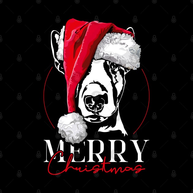 Santa English Bull Terrier Merry Christmas dog by wilsigns