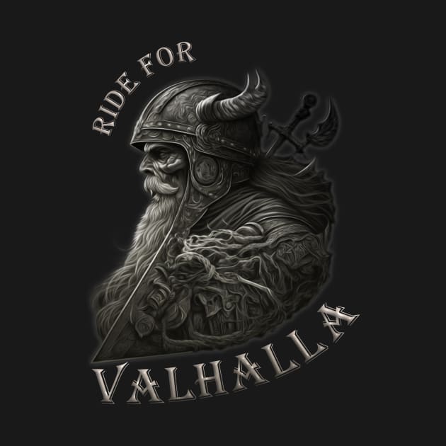 Biker Viking Valhalla Motorcycle T-Shirt by DvR-Designs