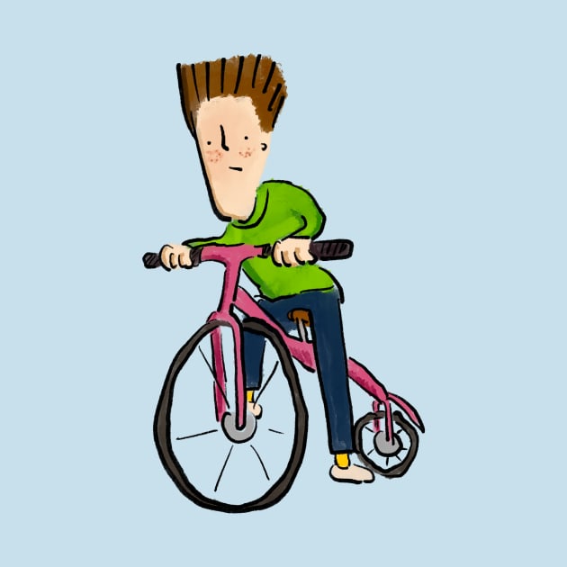 Cool Looking Boy Riding Bicycle by doteau