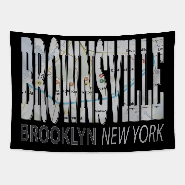 Fun Cool Brownsville Brooklyn New York with Subway Map NYC Tapestry by Envision Styles