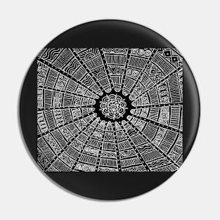 Tribal Circles - White on Black Pin