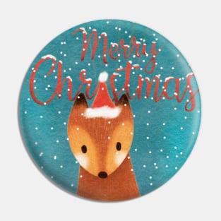 Merry Christmas Fox Pin