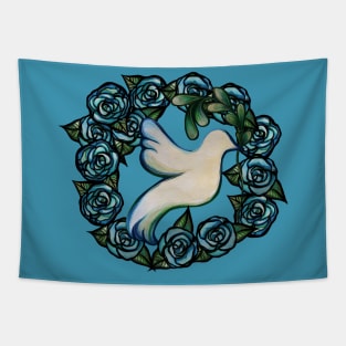 Blue Roses Dove of Peace Tapestry