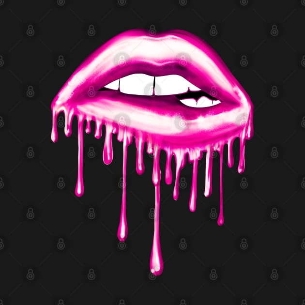 Metallic Dripping Bubblegum Lips by Chromatic Fusion Studio